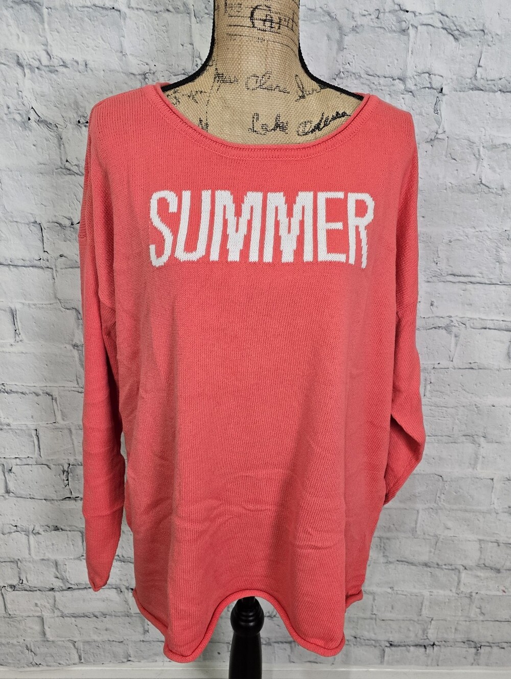 Belle B Pullover Sweater Sz Xl Oversized Scoop Neck Cotron Blend Long Sleeve A8